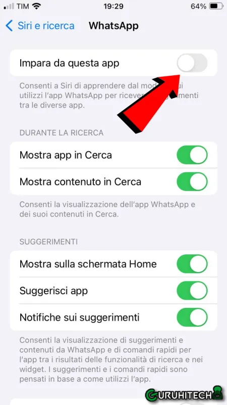 Attivazione di Siri per WhatsApp